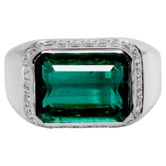 IGI 18K 6.30 Ct Natürlicher Top Smaragd&Diamanten Antiker Verlobungsring