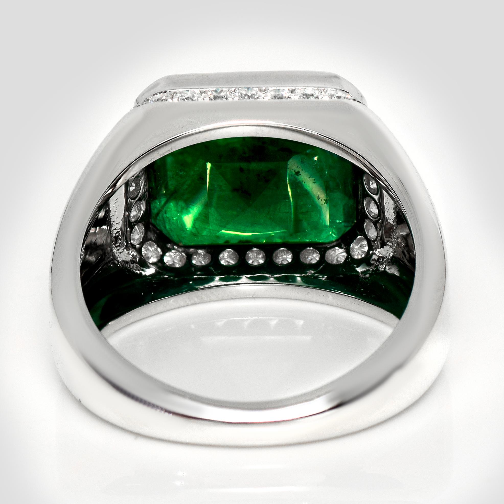 IGI 18K 7,00 Quilates Esmeralda Verde Viva Natural&Diamantes Anillo de Compromiso Antiguo en venta 1