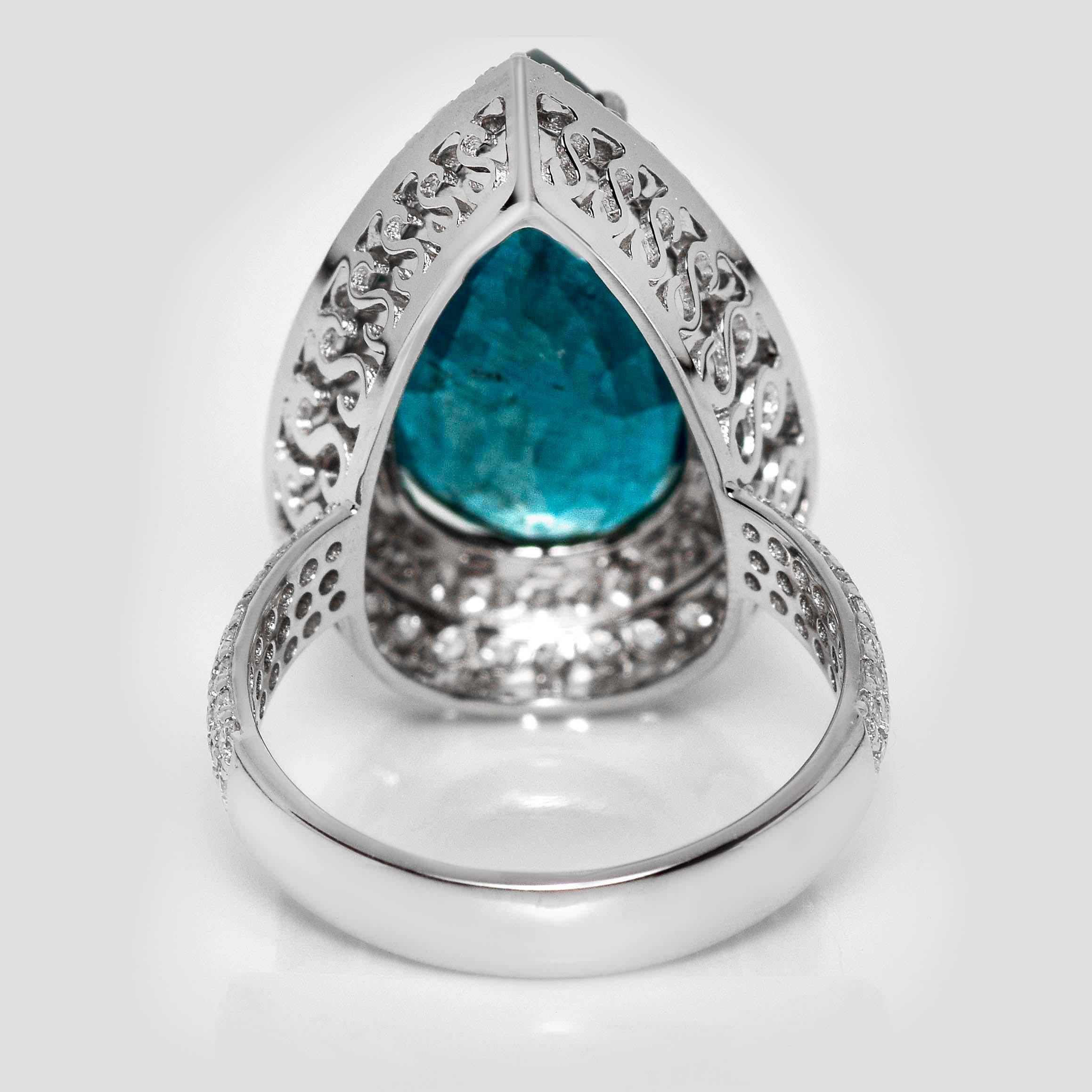 IGI 18K 7.89 Ct Esmeralda Paraiba Natural&Diamantes Anillo de Compromiso Antiguo en venta 1