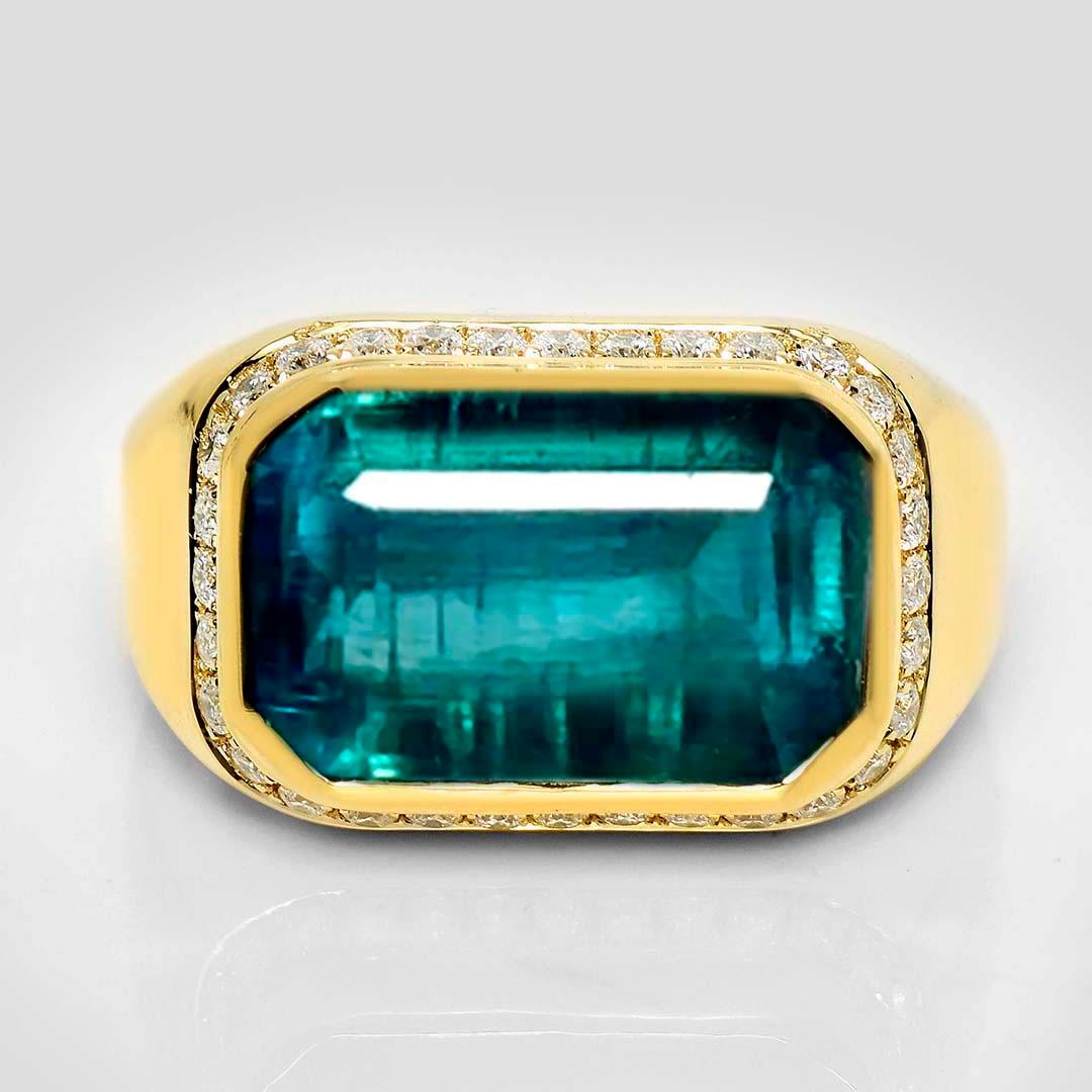 *IGI 18K 8.34 Ct Natural Paraiba Emerald&Diamonds Antique Engagement Ring* (Anillo de compromiso antiguo)

Una esmeralda natural de color verde azulado vivo, certificada por el IGI, de 8,34 quilates, engastada en una banda de oro amarillo de 18