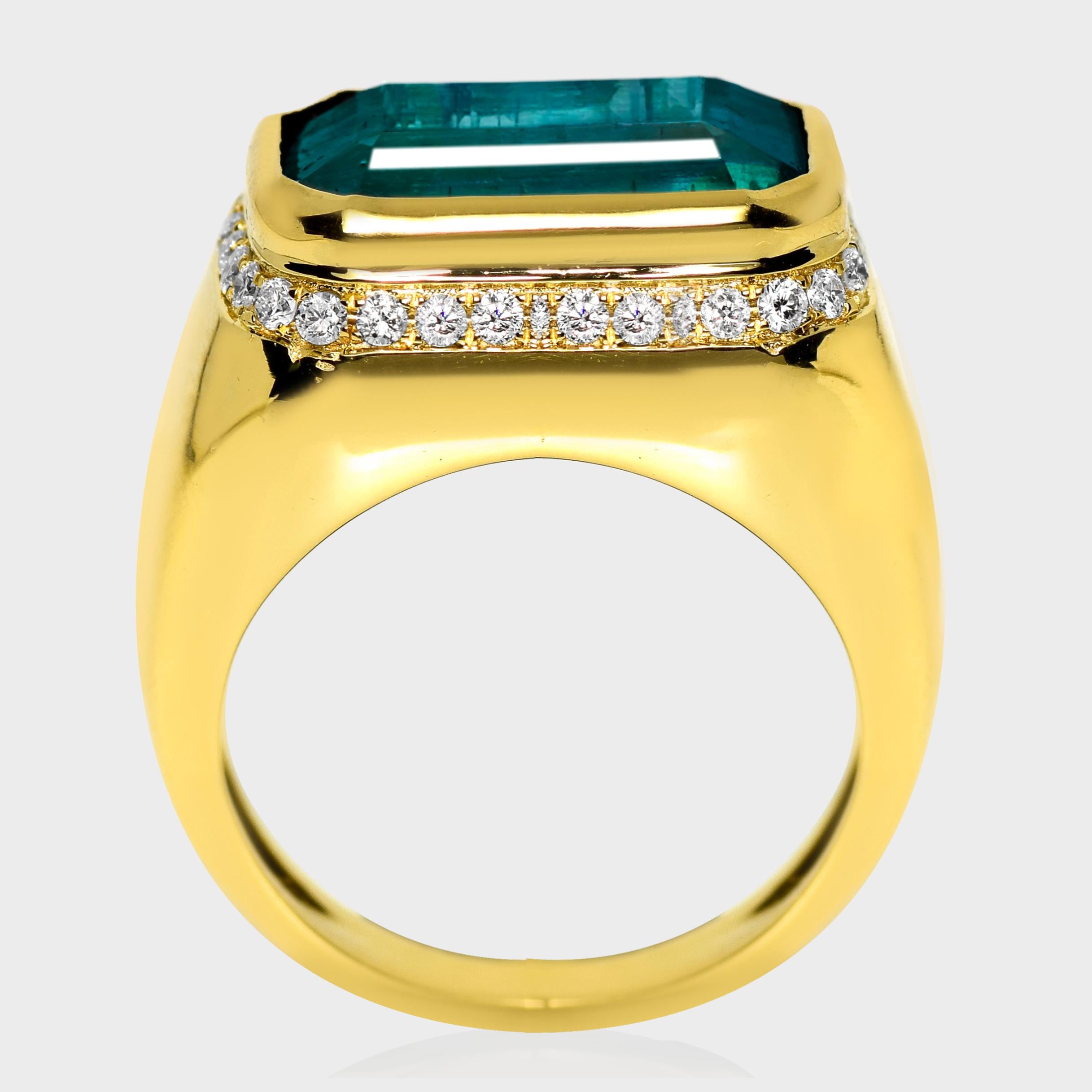 IGI 18K 8.34 Ct Esmeralda Paraiba Natural&Diamantes Anillo de Compromiso Antiguo en Nuevo estado para la venta en Kaohsiung City, TW