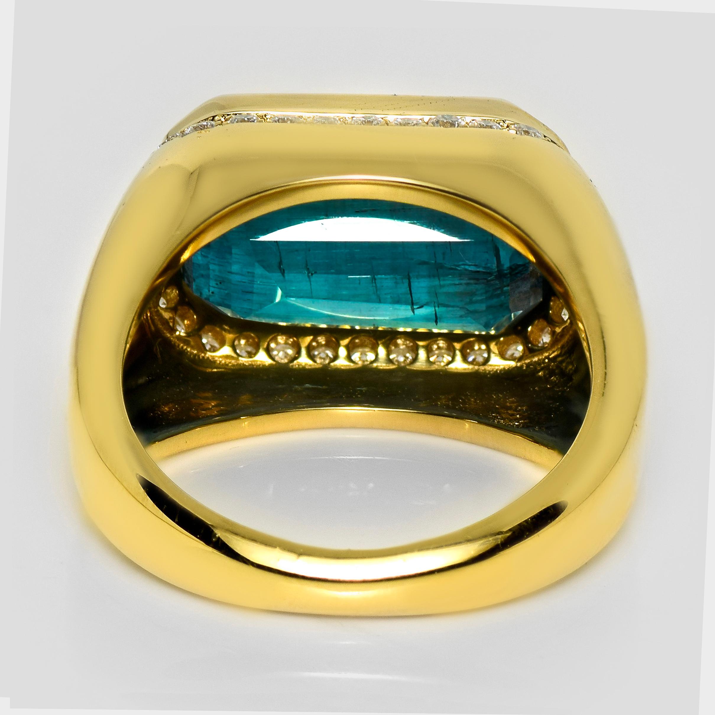 IGI 18K 8.34 Ct Esmeralda Paraiba Natural&Diamantes Anillo de Compromiso Antiguo en venta 1