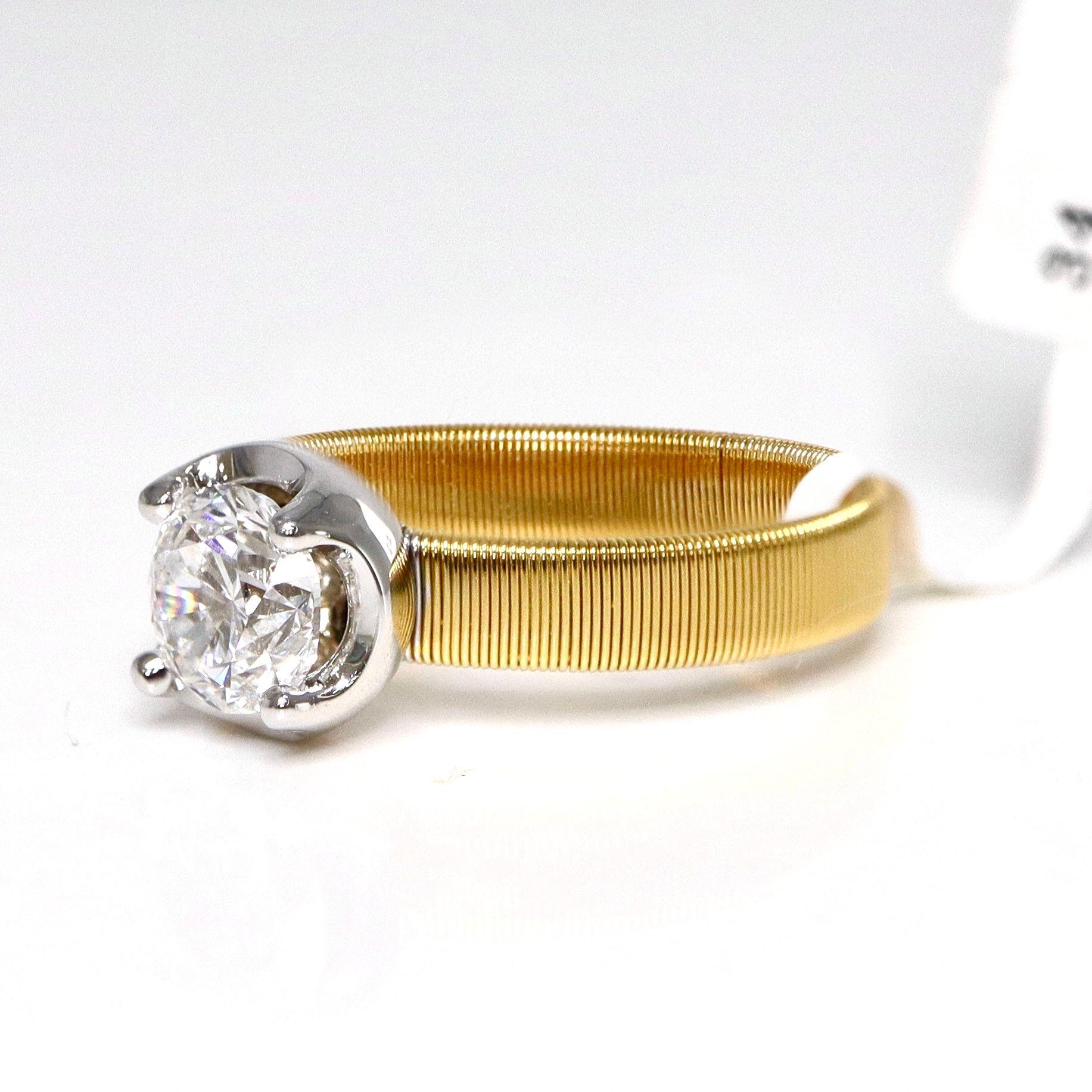 Taglio rotondo Anello di fidanzamento IGI 18K D 1.00 Ct Natural Diamond Antique Art Deco in vendita