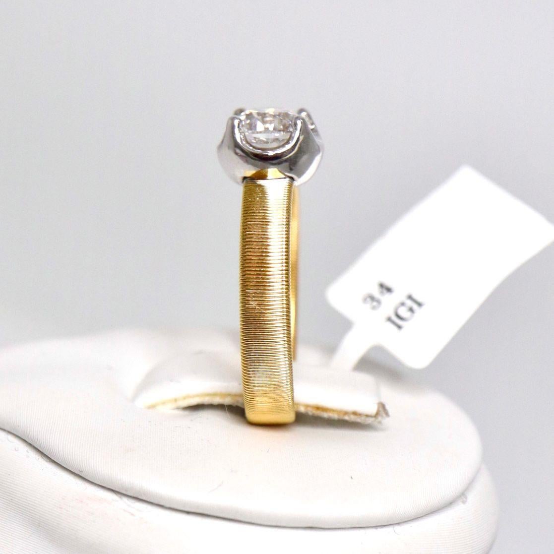 Anello di fidanzamento IGI 18K D 1.00 Ct Natural Diamond Antique Art Deco in vendita 1