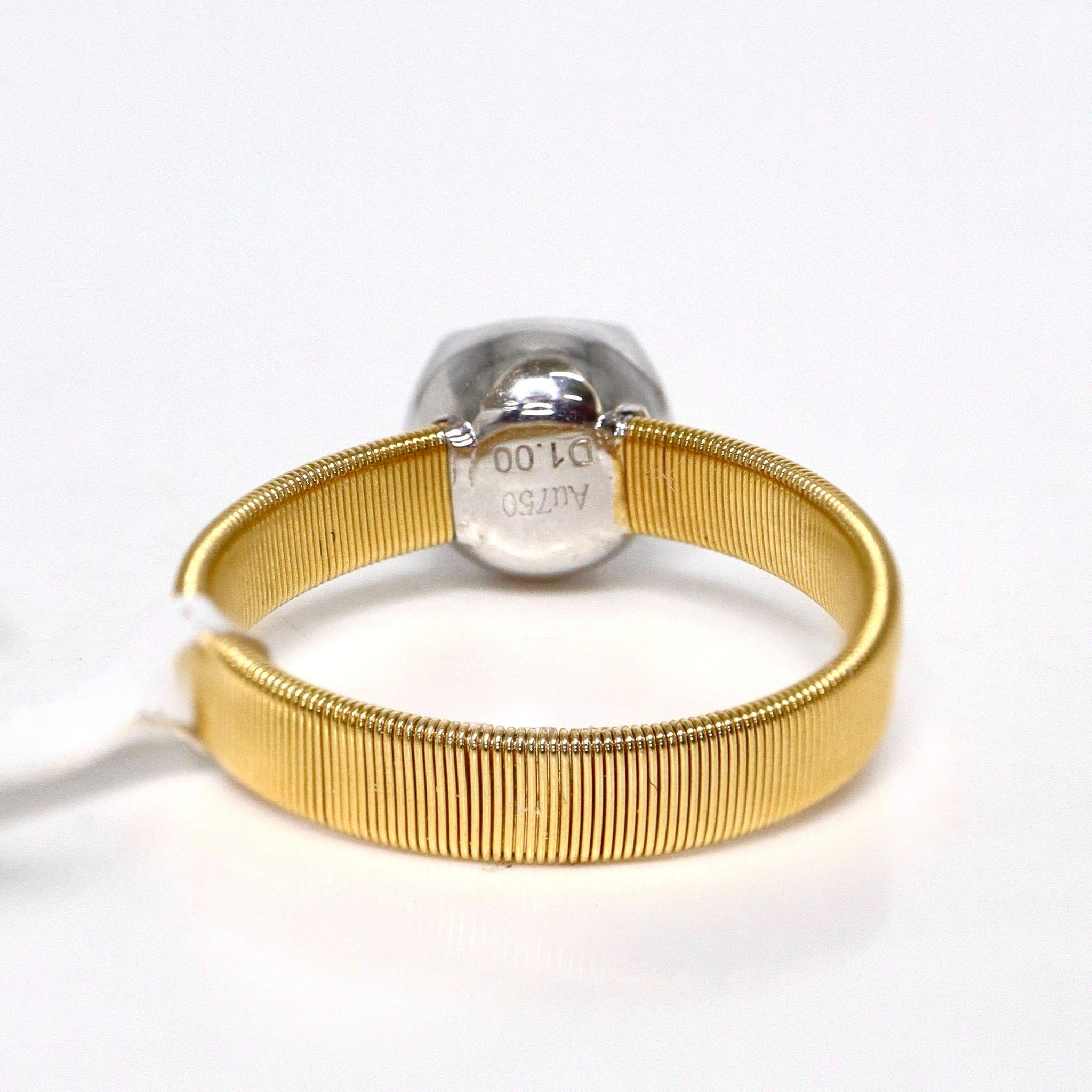 Anello di fidanzamento IGI 18K D 1.00 Ct Natural Diamond Antique Art Deco in vendita 2