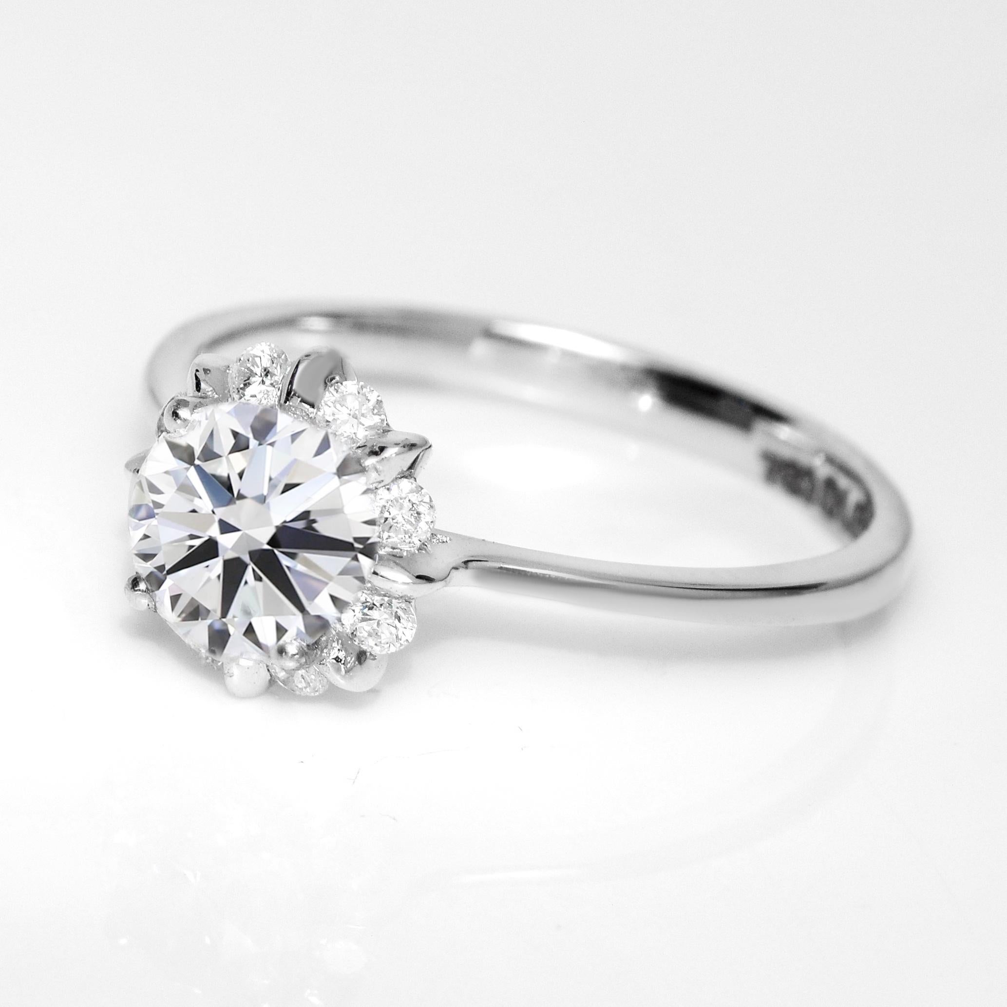 Contemporain Bague de fiançailles Art déco ancienne IGI 18 carats EX 1,00 carat G SI2 diamant naturel en vente