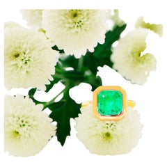 *IGI 18K Yellow Gold 2.50 Ct Natural Emerald Antique Engagement Ring