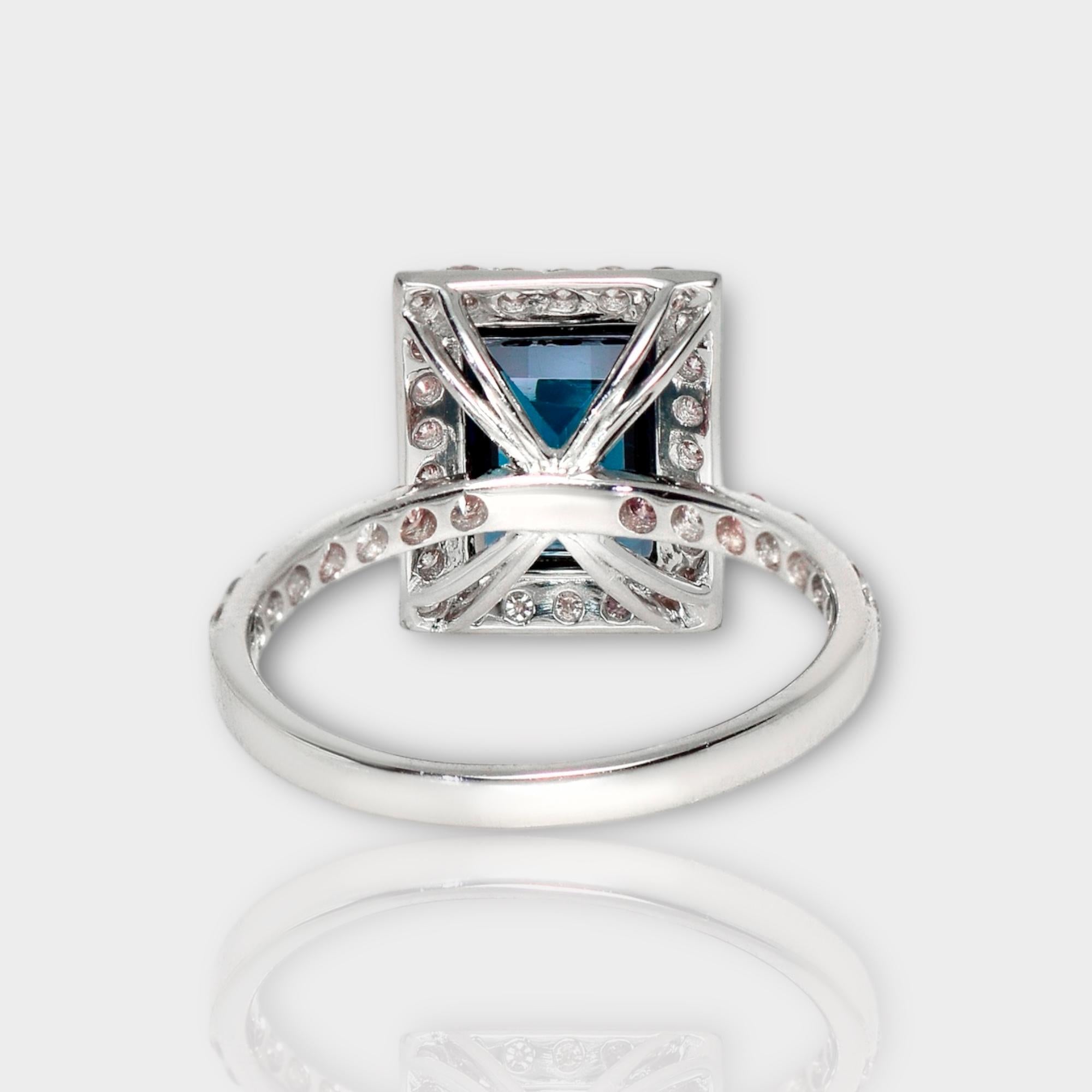 IGI 1.90 Ct 14K White Gold Peacock Spinel&Pink Diamonds Engagement Ring For Sale 2