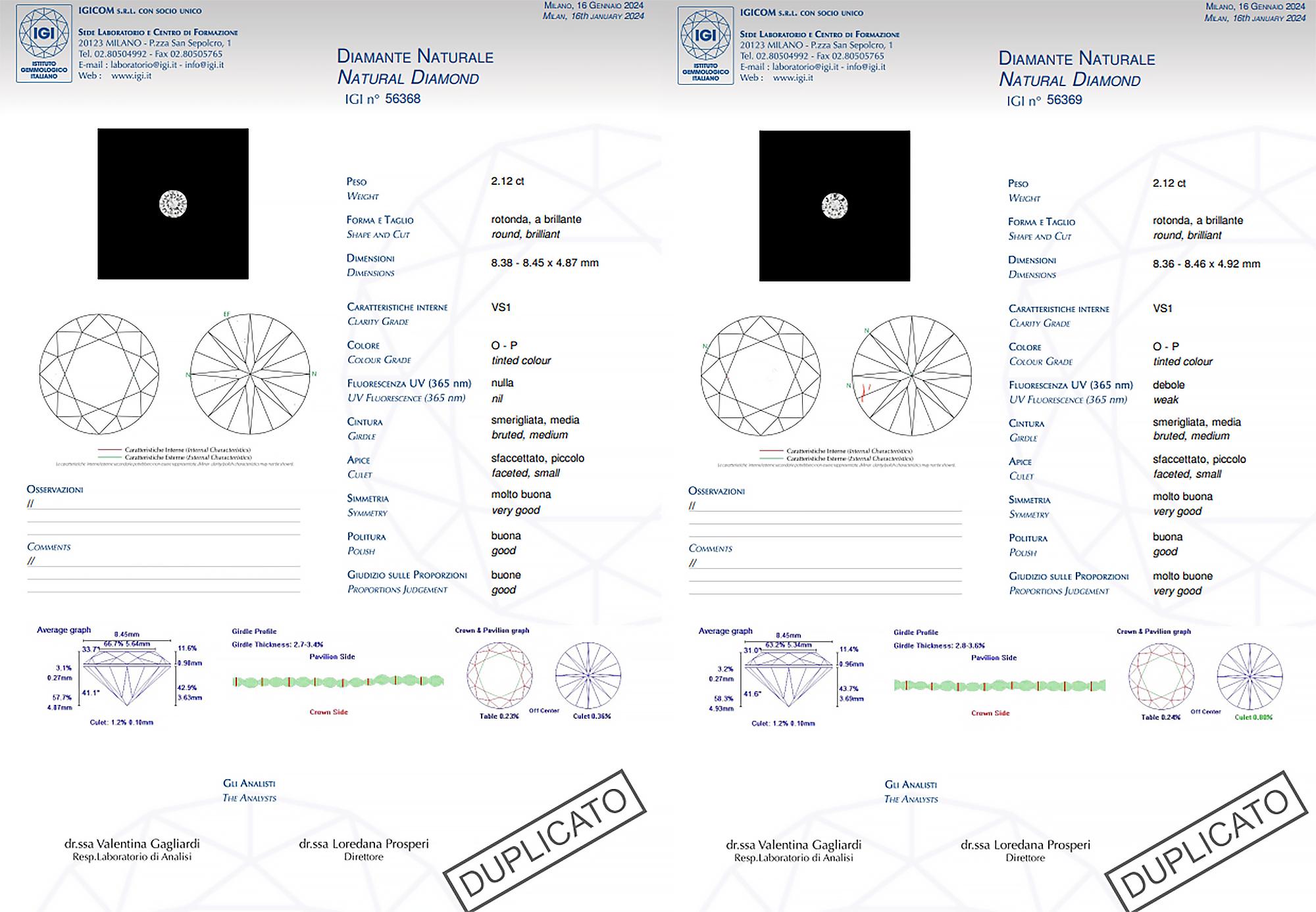 IGI 2.12 ct + 2.12 ct Diamond Duet VS1 - Very Light Yellow 4.24 ct Twin Pair For Sale 1