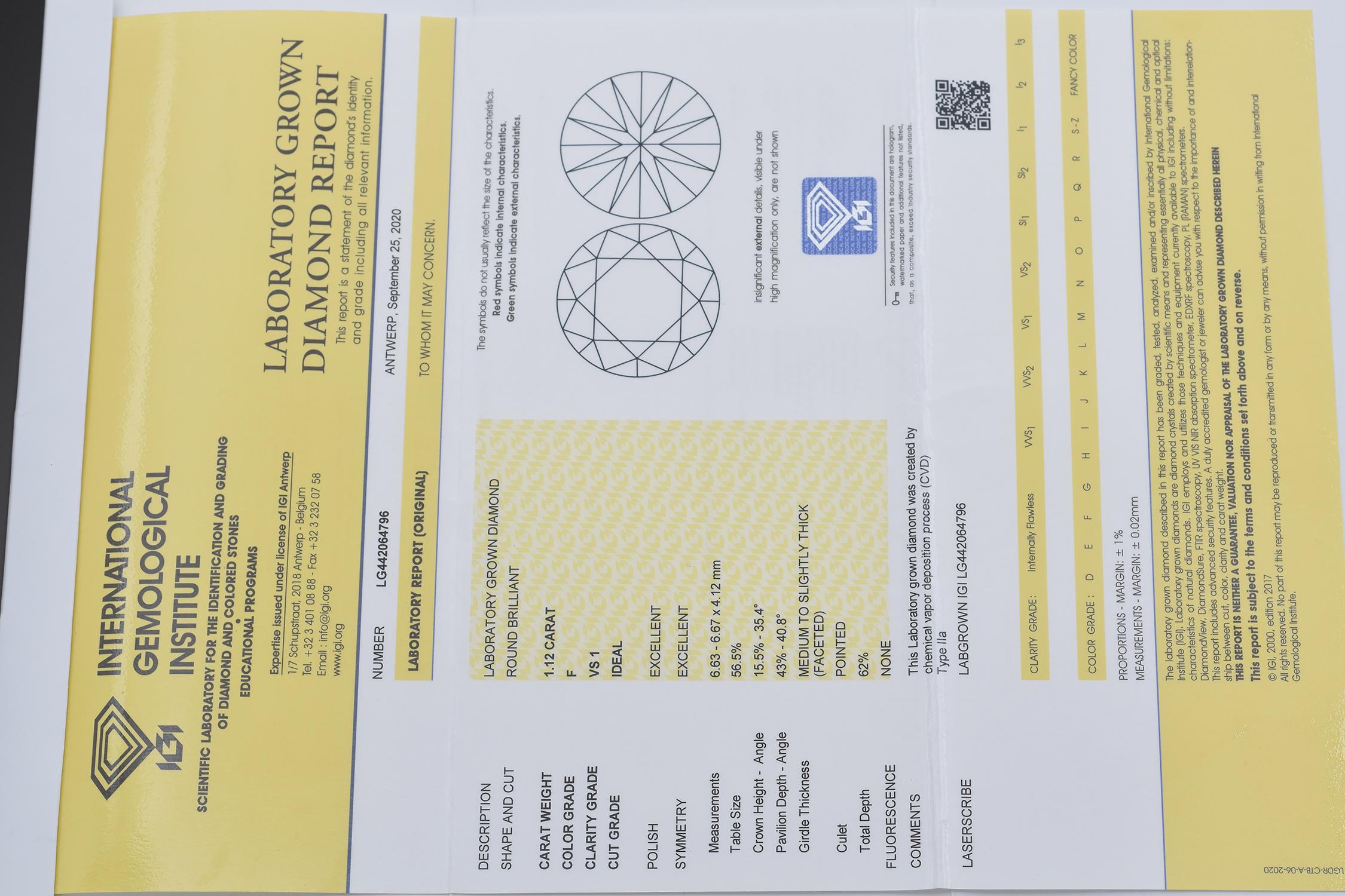 IGI 2,26TCW runder Brillant Labor erstellt Diamant Gold Ohrstecker F VS1 3