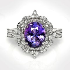 IGI 2.75 Ct 14K Weißgold Ungeheizt Vivid Purple Spinel&Diamonds Verlobungsring