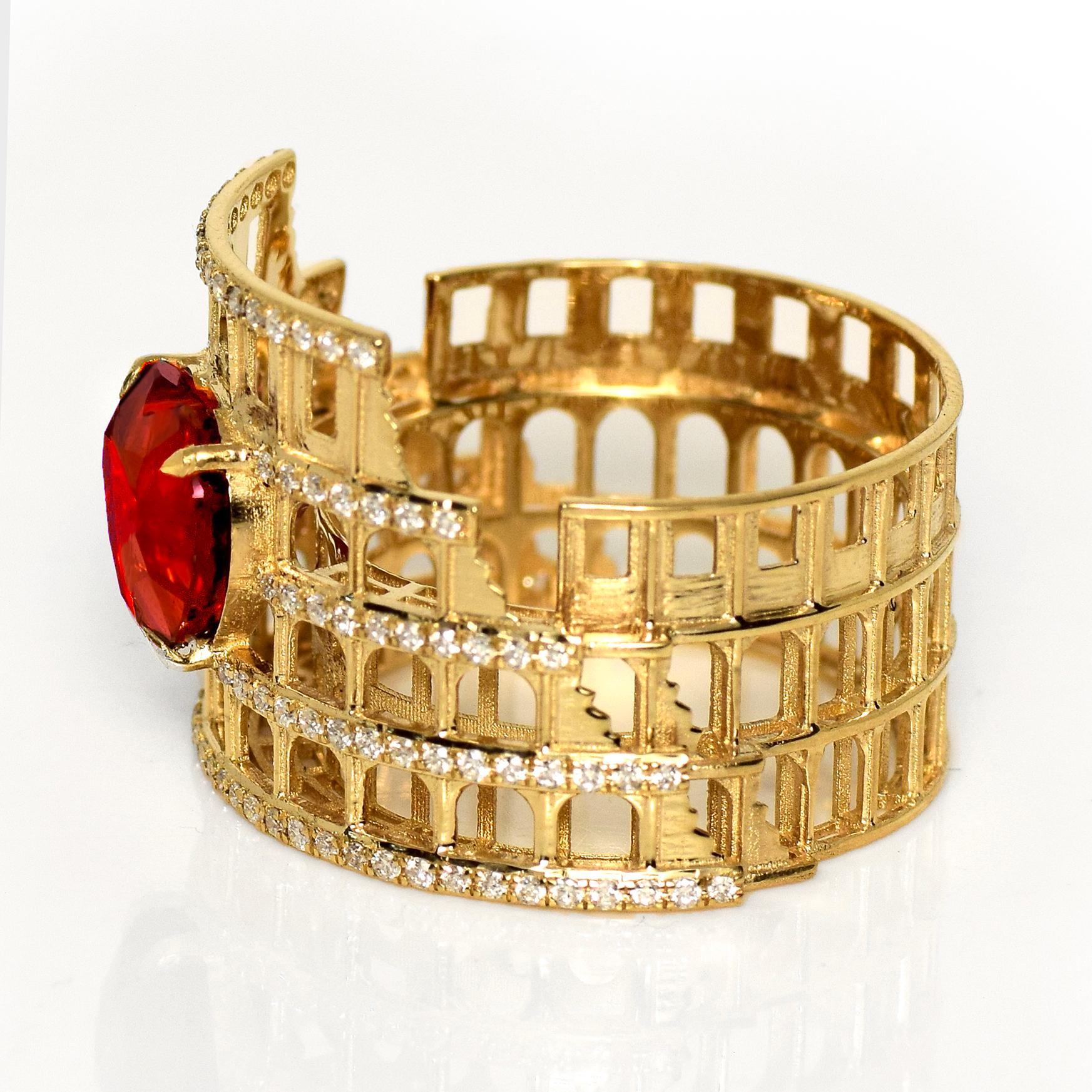 IGI 3,00 ct 14K Gelbgold Lebendiger roter Granat Art Deco Verlobungsring (Herzschliff) im Angebot