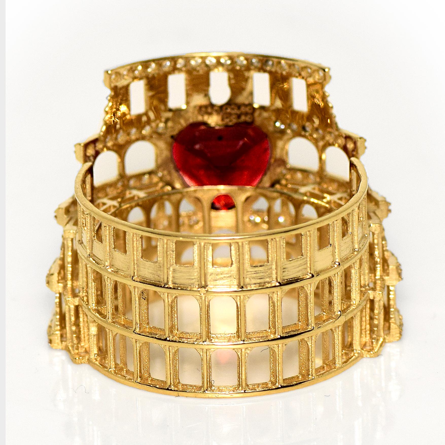 IGI 3,00 ct 14K Gelbgold Lebendiger roter Granat Art Deco Verlobungsring im Zustand „Neu“ im Angebot in Kaohsiung City, TW