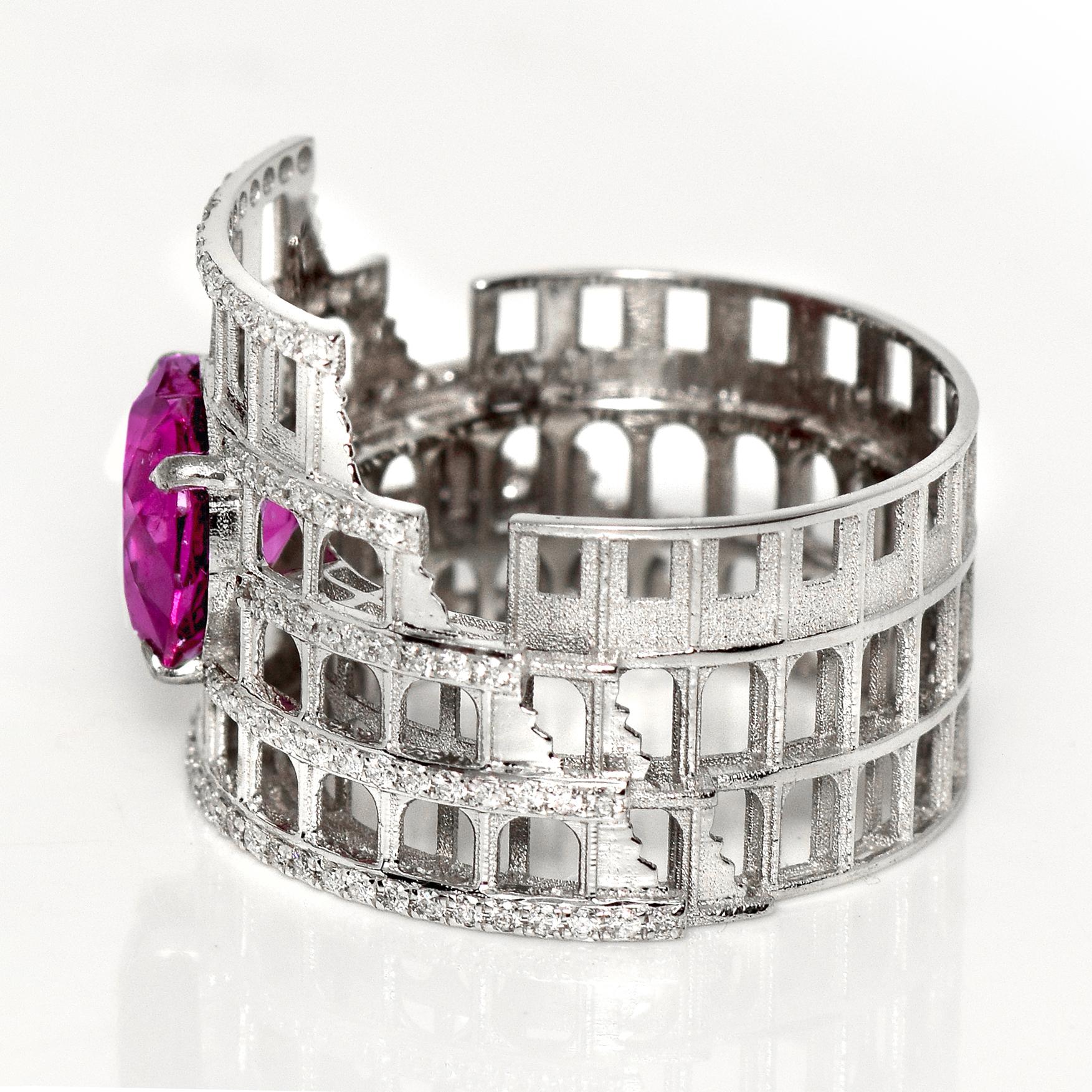 IGI 3,11 ct 14K Weißgold Vivid Purplish Red Granat Art Deco Verlobungsring (Herzschliff) im Angebot