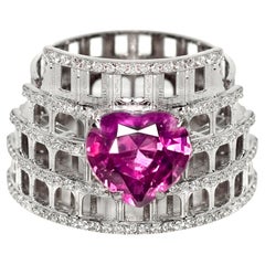 IGI 3.11 ct 14K White Gold Vivid Purplish Red Garnet Art Deco Engagement Ring