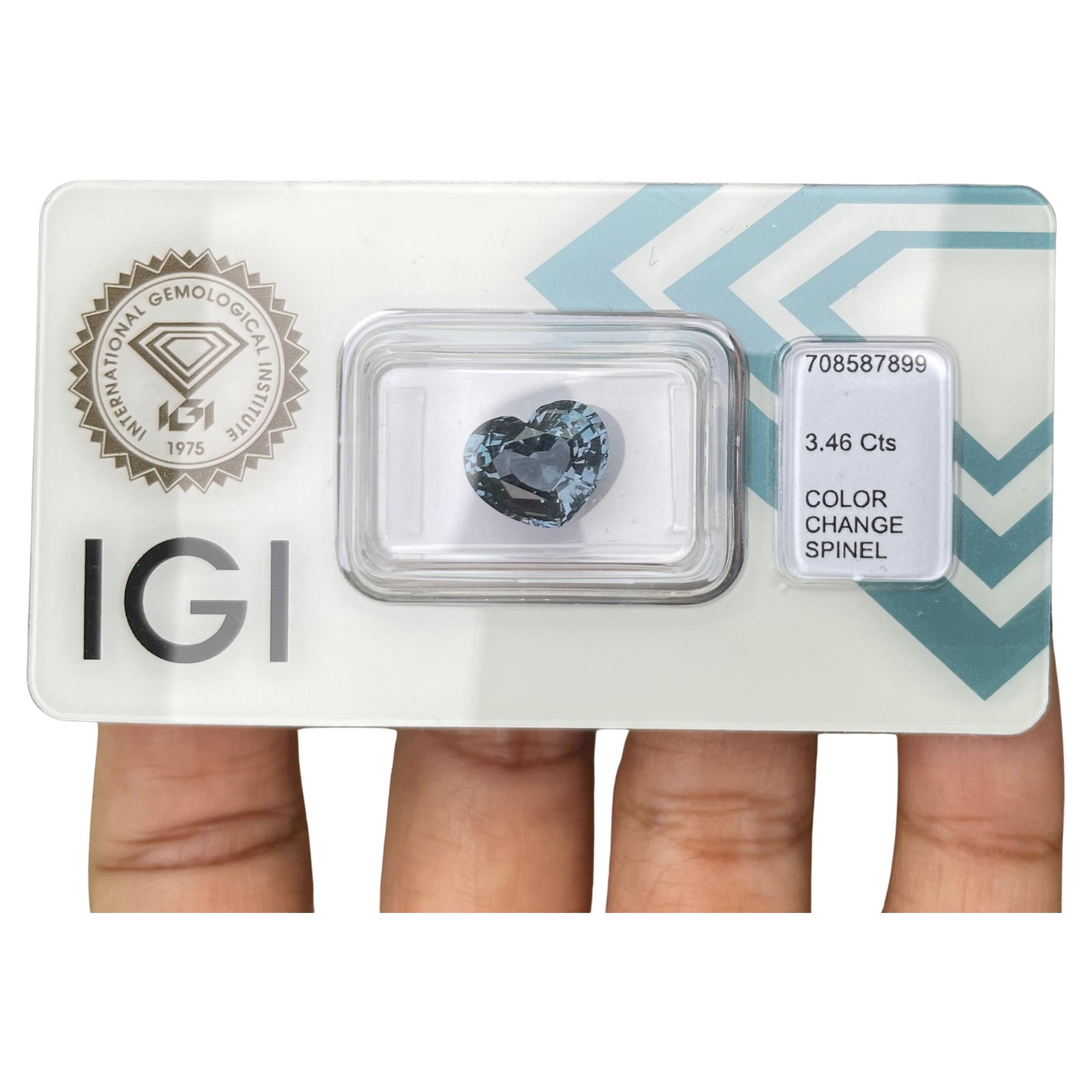 IGI 3,46Ct Espinela Azul Grisácea-Sin defectos, brillante y talla de precisión(10,0x8,4x5,7mm) en venta