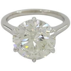 Anello in platino con diamante rotondo taglio brillante GIA da 3,35 carati Triplo Eccellente