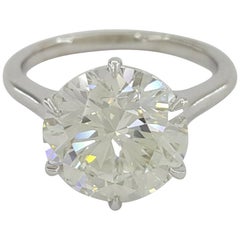 GIA 3.35 Carat Round Brilliant Cut Diamond Platinum Ring Triple Excellent 