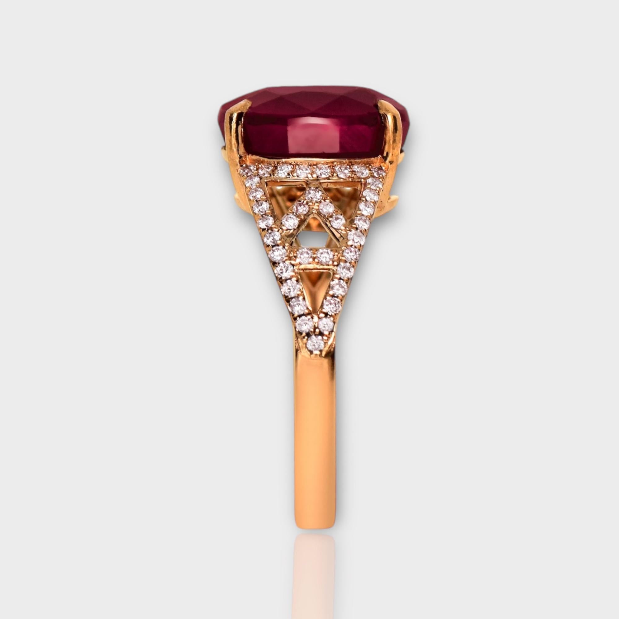 IGI 5,10 ct 14K Rose Gold Natürlicher Unerhitzter Roter Rubin&Pink Diamond Verlobungsring Damen im Angebot