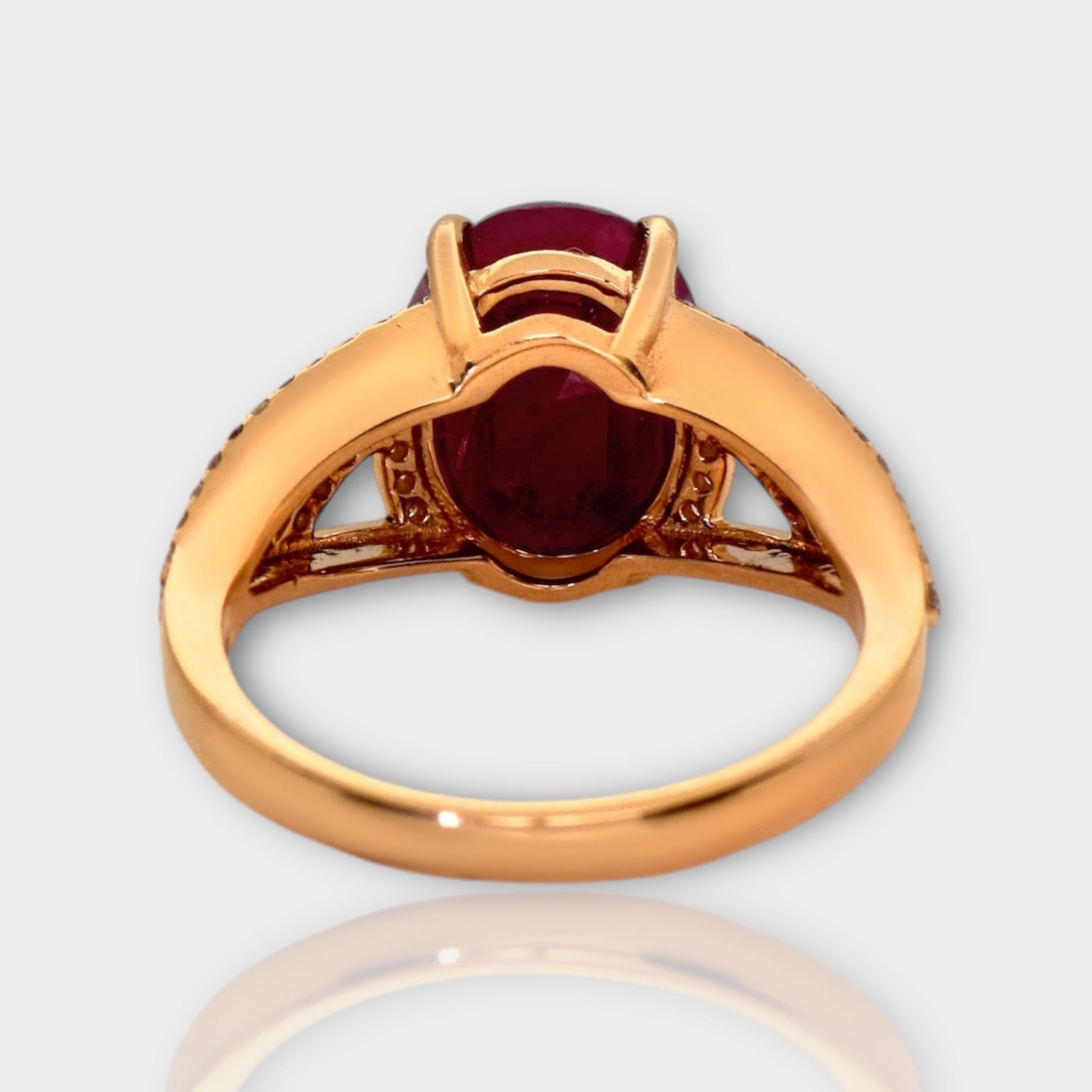 IGI 5,10 ct 14K Rose Gold Natürlicher Unerhitzter Roter Rubin&Pink Diamond Verlobungsring im Angebot 2