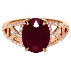 IGI 5.10 ct 14K Rose Gold Natural Unheated Red Ruby&Pink Diamond Engagement Ring