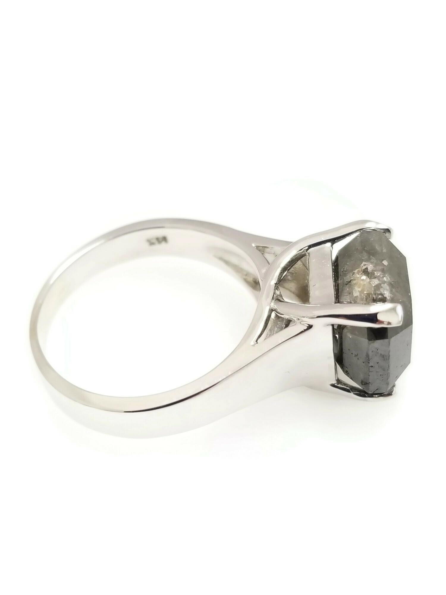 Radiant Cut IGI 8.10 Carat Fancy Gray Natural Radiant Diamond Ring 14 Karat White Gold