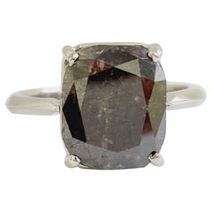 IGI 9.25 Carat Natural Dark Gary Cushion Cut Diamond Ring White Gold 14k