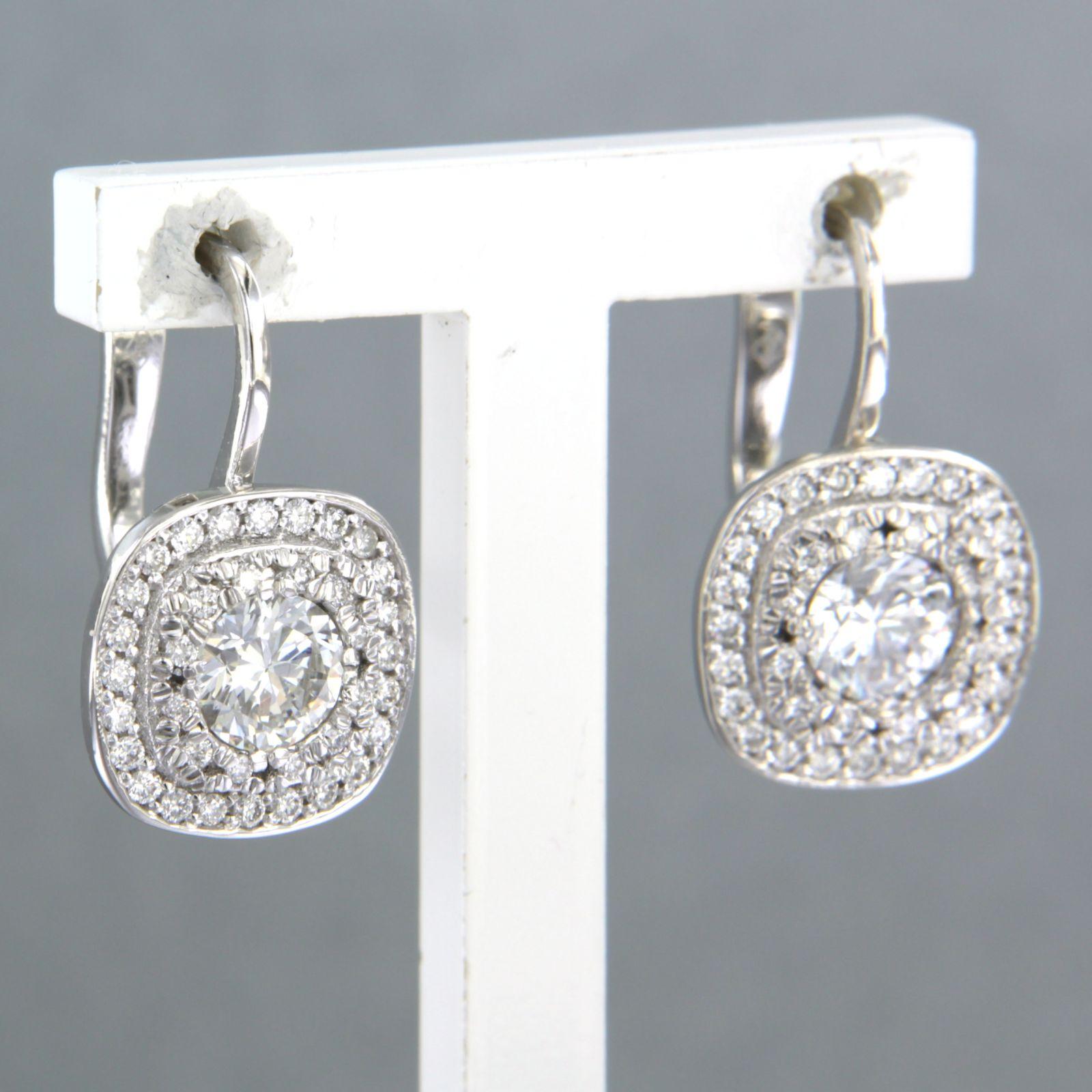 Modern IGI and HRD Report Earrings set with diamonds up to. 1.29ct 14k white gold For Sale