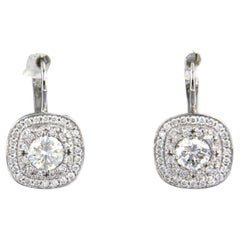 Boucles d'oreilles rapport IGI et HRD serties de diamants jusqu'à 1,29 ct or blanc 14 carats
