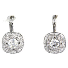 IGI and HRD Report Earrings set with diamonds up to. 1.29ct 14k white gold
