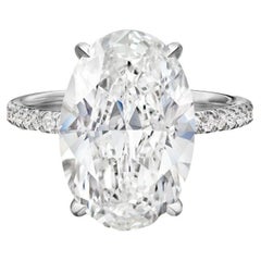 GIA 4 Carat Oval Diamond Platinum Ring D Color