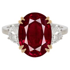 IGI Antwerpen zertifiziert 4,75 Karat ovalen roten Rubin Ring