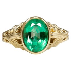 5 Carat Emerald Diamond Yello Gold Ring 