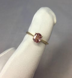 IGI Antwerp Certified Untreated Ceylon Pink Orange Sapphire Solitaire Gold Ring