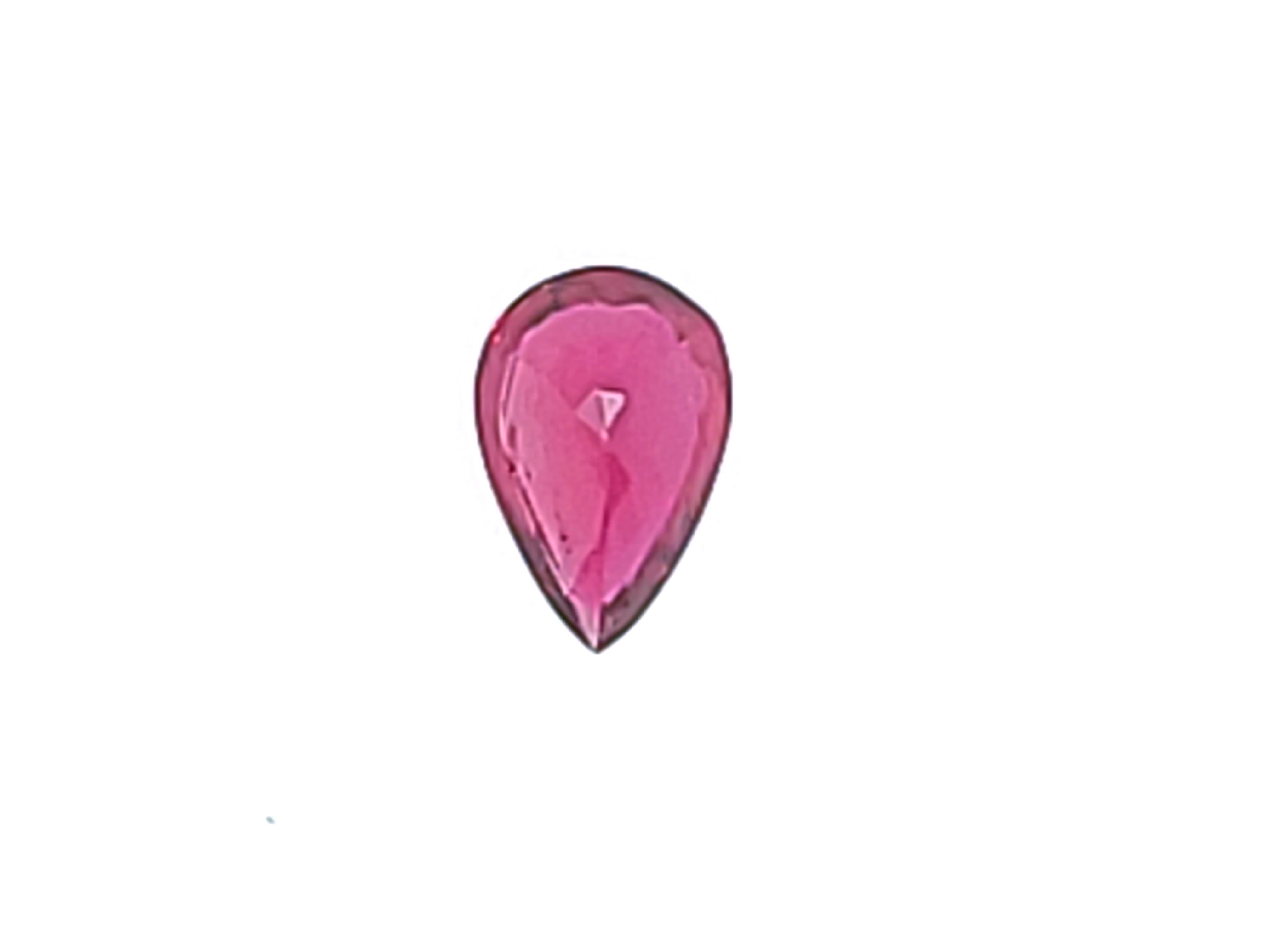 Pear Cut IGI Certed 0.49ct Pear Shaped Ruby - In Our Vaults for Approx 40 years! For Sale