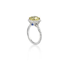 IGI Certificate Natural 2.51 ct VS2 Diamond And Sapphire Ring In 18K White Gold