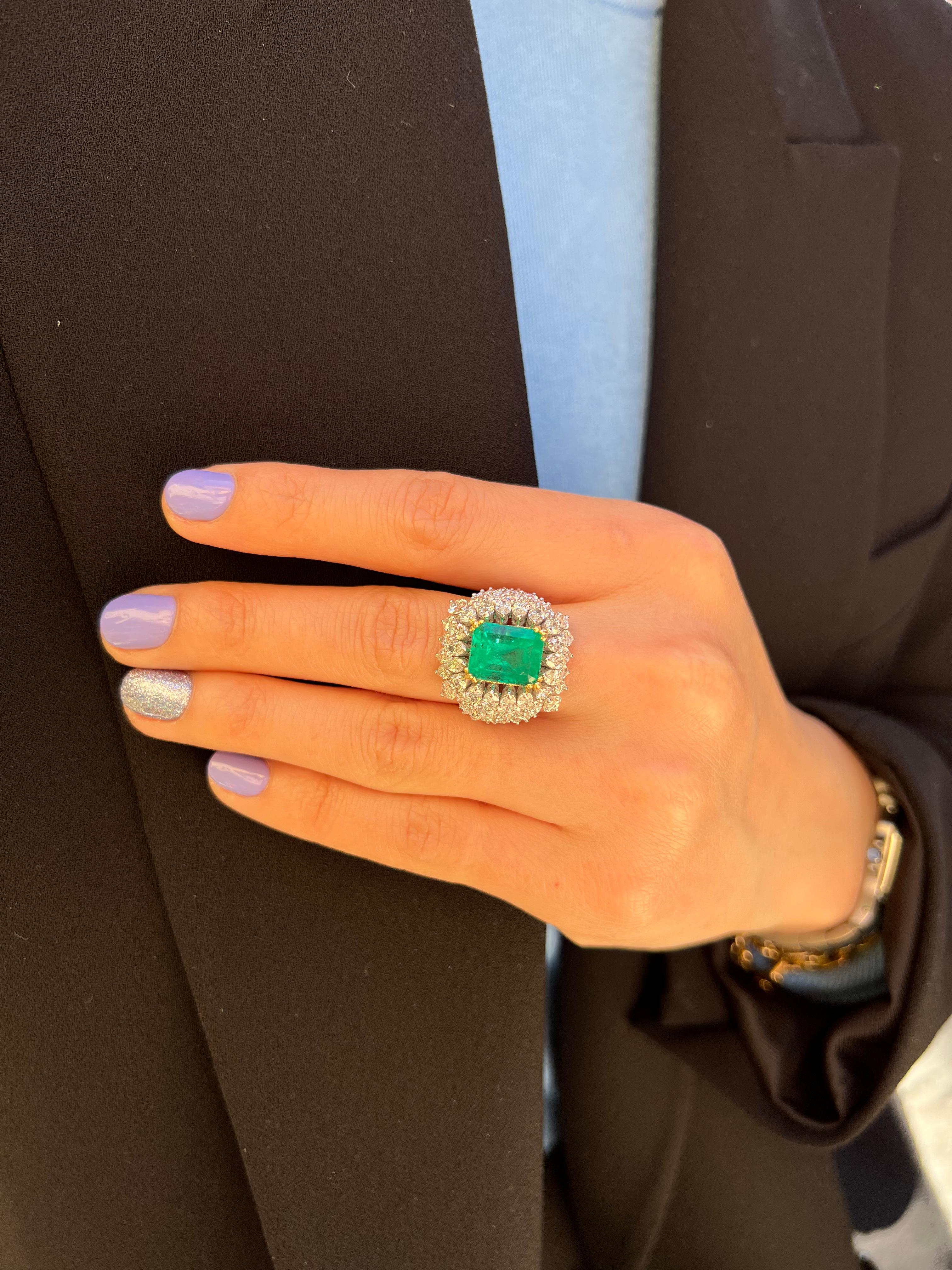 IGI-zertifizierter Ring mit 5,06 Karat feinem Smaragd und Diamant. im Angebot 3