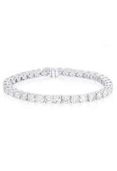 IGI Certifie 14.00 Carats F/VS1 Round Brillant Diamonds 14K Gold Tennis Bracelet