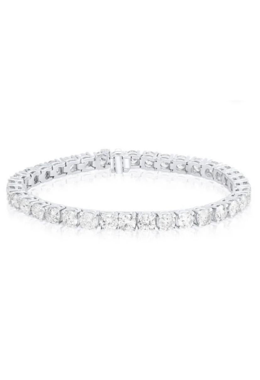 IGI Certifie 14,00 Quilates F/VS1 Diamantes Redondos Brillantes Pulsera de Tenis de Oro de 14K en venta 3
