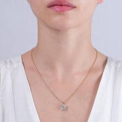 IGI Certified 0.05 Carat Natural Diamond Snowflake Pendant Necklace in 8K Gold