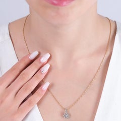 IGI Certified 0.05 Carat Natural Diamond Snowflake Pendant Necklace in 8K Gold
