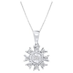 IGI Certified 0.05 Carat Natural Diamond Snowflake Pendant Necklace in 8K Gold