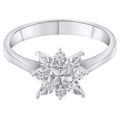 IGI Certified 0.05 Carat Natural Diamond Snowflake Statement Ring in 8K Gold