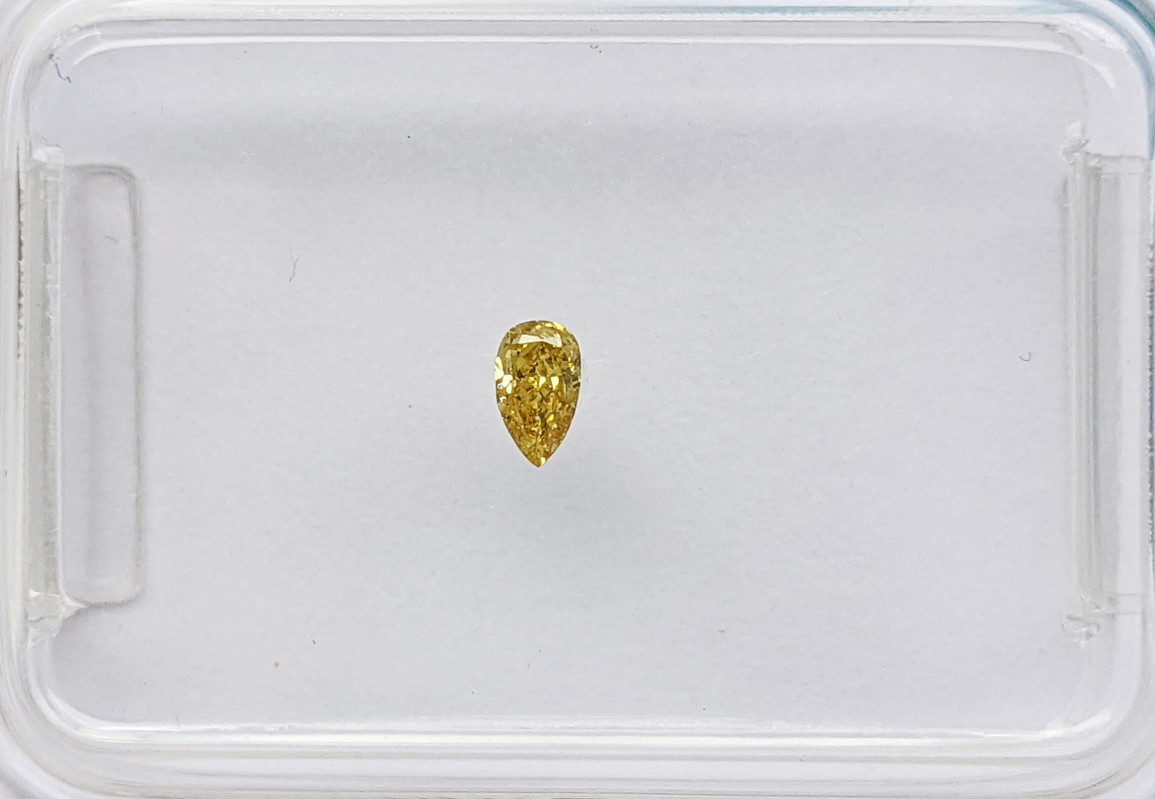 Discover a lovely 0.06ct Pear Brilliant diamond, certified by IGI. Its bright Fancy Vivid Yellow hue brings a cheerful touch. With a reliable VS2 clarity, this diamond is both beautiful and practical, perfect for everyday elegance.

No Reserve