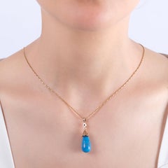 IGI Certified 0.07 Carat Natural Diamond Statement Necklace in 8K Gold