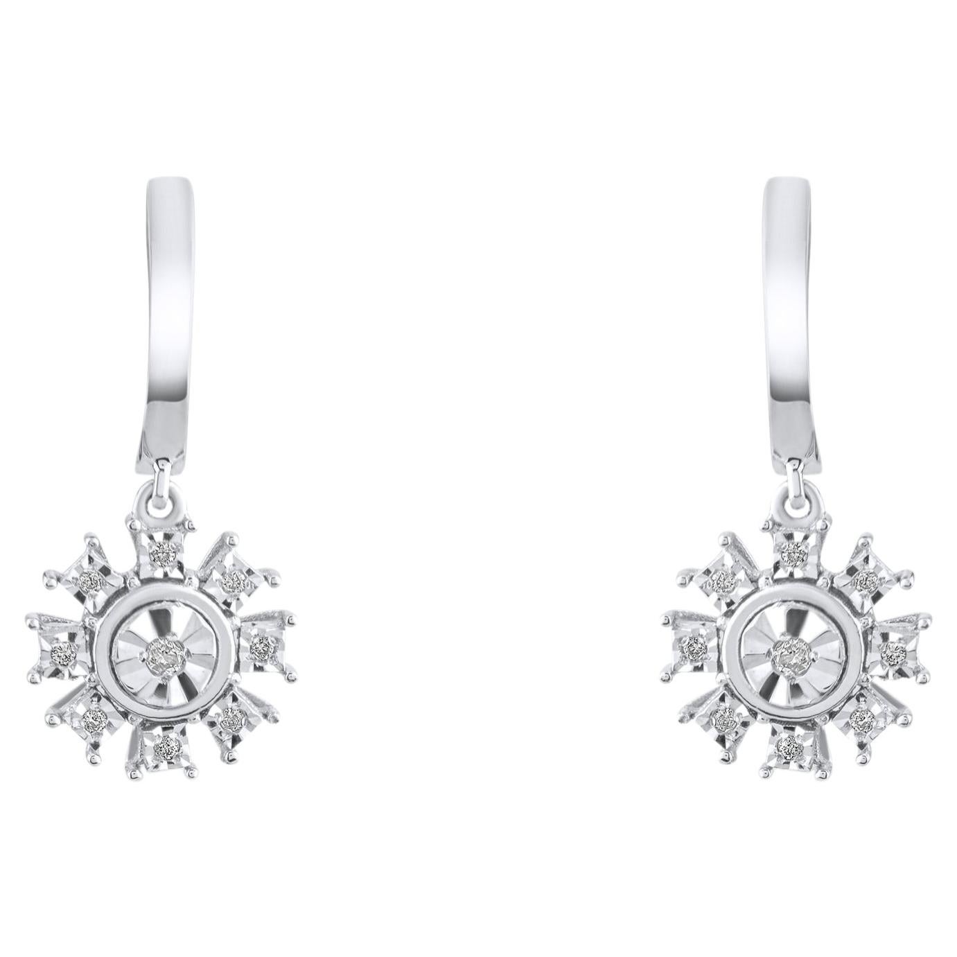 IGI Certified 0.1 Carat Natural Diamond Fine Jewelry Earrings in 8K Gold