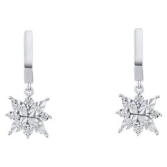 IGI Certified 0.1 Carat Natural Diamond Snowflake Drop Earrings in 8K Gold
