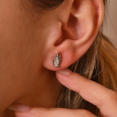 Pendientes llamativos con forma de ángel, con diamantes naturales de 0,10 quilates certificados por IGI, en oro de 14K