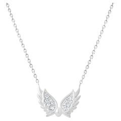 IGI Certified 0.10 Carat Natural Diamond Angel Statement Necklace in 14K Gold