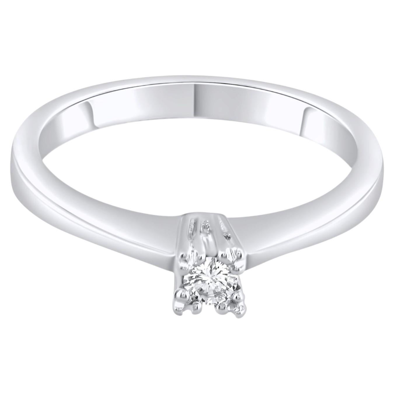 IGI Certified 0.10 Carat Natural Diamond Solitaire Statement Ring in 14K Gold